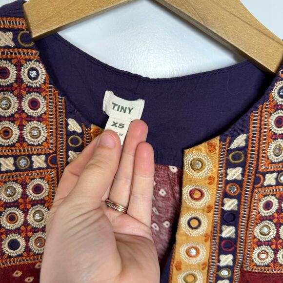 Anthropologie Tiny Mirva Red Spotted Mirrors V-neck Tank Top Size XS - Picture 2 of 5